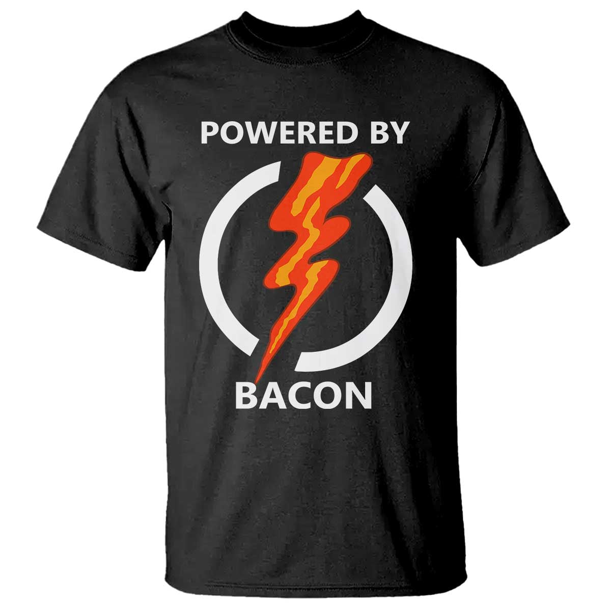 Funny Bacon Lover T Shirt Powered By Bacon Cured Pork Master TS02 Black Print Your Wear