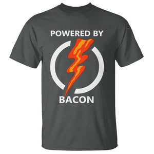 Funny Bacon Lover T Shirt Powered By Bacon Cured Pork Master TS02 Dark Heather Print Your Wear