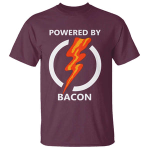 Funny Bacon Lover T Shirt Powered By Bacon Cured Pork Master TS02 Maroon Print Your Wear