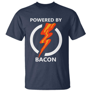 Funny Bacon Lover T Shirt Powered By Bacon Cured Pork Master TS02 Navy Print Your Wear