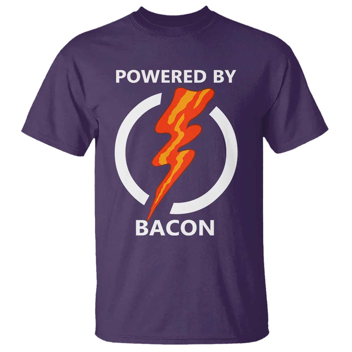 Funny Bacon Lover T Shirt Powered By Bacon Cured Pork Master TS02 Purple Print Your Wear