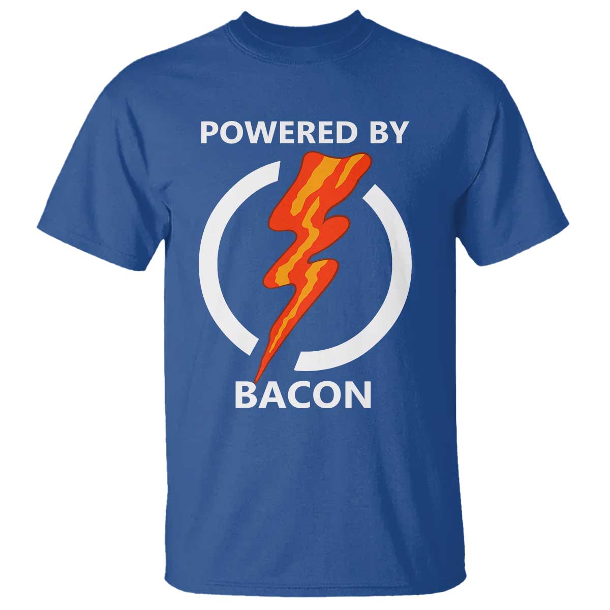 Funny Bacon Lover T Shirt Powered By Bacon Cured Pork Master TS02 Royal Blue Print Your Wear