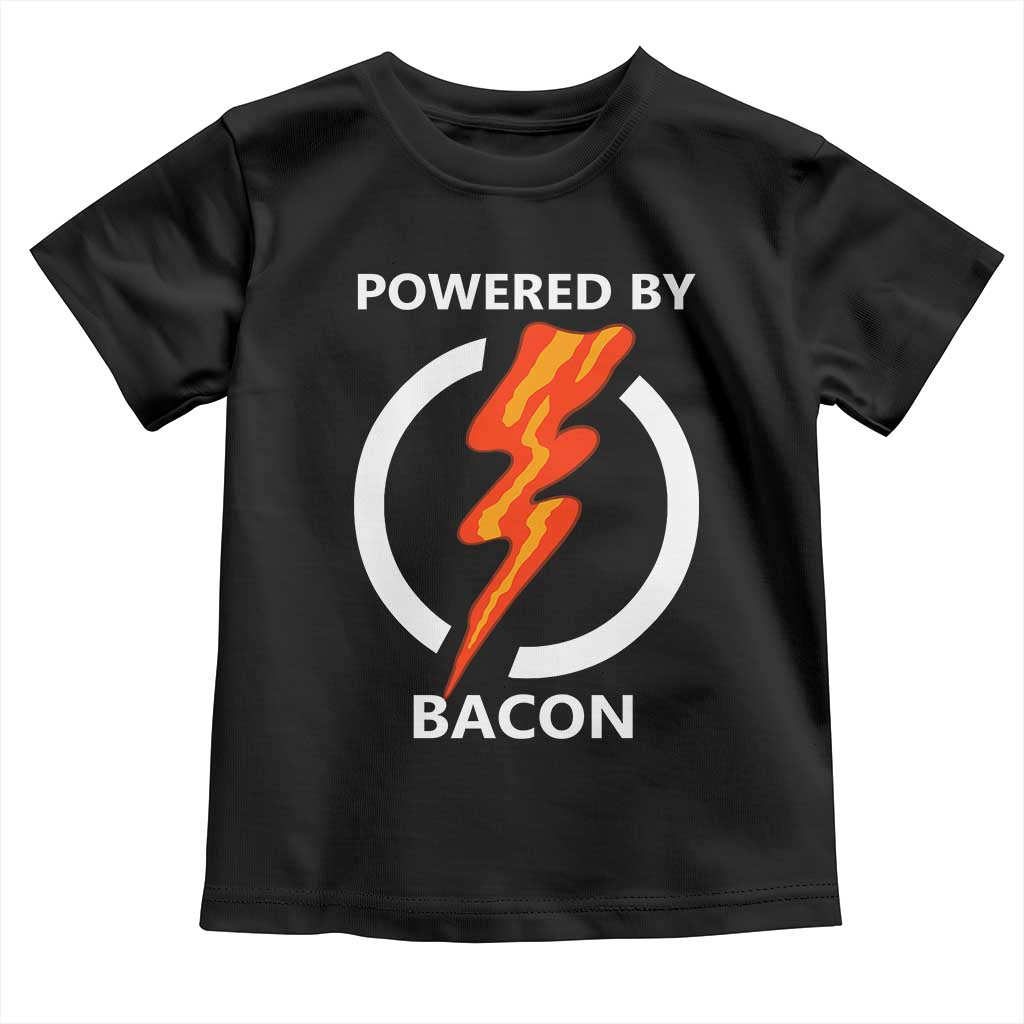 Funny Bacon Lover Toddler T Shirt Powered By Bacon Cured Pork Master TS02 Black Print Your Wear
