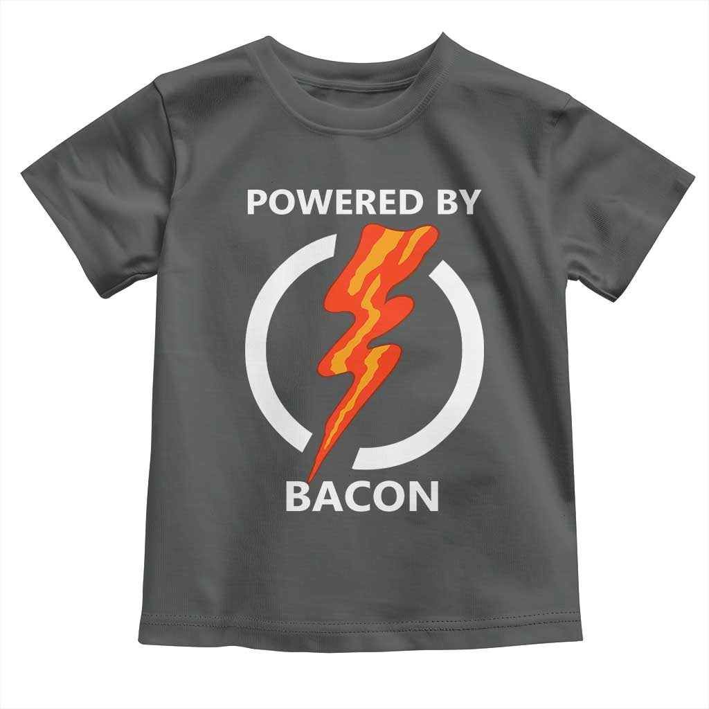 Funny Bacon Lover Toddler T Shirt Powered By Bacon Cured Pork Master TS02 Dark Heather Print Your Wear