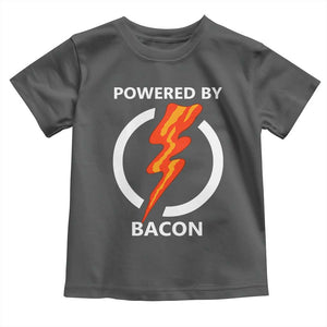 Funny Bacon Lover Toddler T Shirt Powered By Bacon Cured Pork Master TS02 Dark Heather Print Your Wear