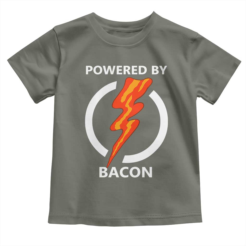 Funny Bacon Lover Toddler T Shirt Powered By Bacon Cured Pork Master TS02 Military Green Print Your Wear