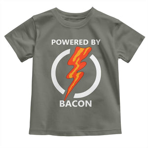 Funny Bacon Lover Toddler T Shirt Powered By Bacon Cured Pork Master TS02 Military Green Print Your Wear