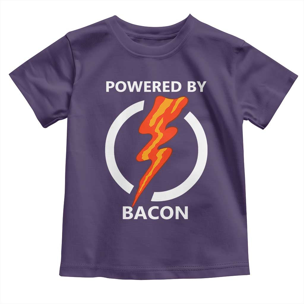 Funny Bacon Lover Toddler T Shirt Powered By Bacon Cured Pork Master TS02 Purple Print Your Wear