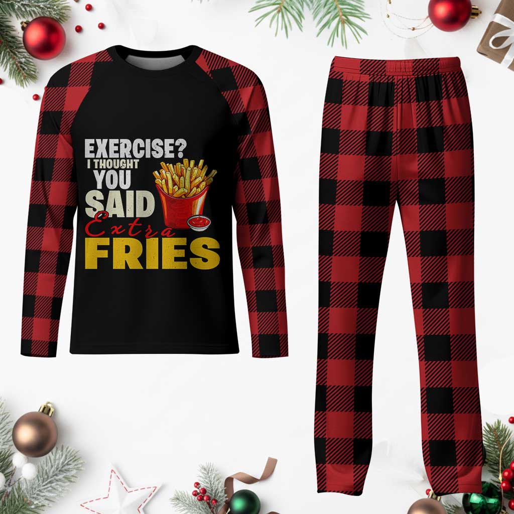 Funny French Fries Plaid Pajama Set I Thought You Said Extra Fries Fast Food Fry Lover TS02 Buffalo Plaid Print Your Wear