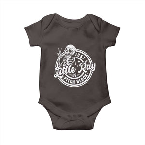 Funny Saying Skeleton Baby Onesie I'm Just A Little Ray Of Pitch Black Sarcastic TS02 Dark Chocolate Print Your Wear