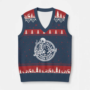 Funny Saying Skeleton V-Neck Knit Sweater Vest I'm Just A Little Ray Of Pitch Black Sarcastic TS02 Navy Red Print Your Wear