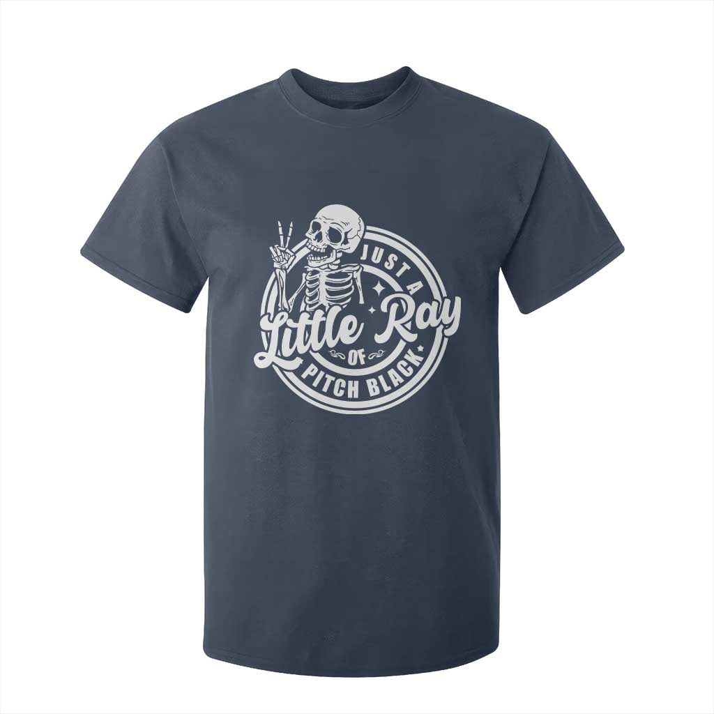 Funny Saying Skeleton T Shirt For Kid I'm Just A Little Ray Of Pitch Black Sarcastic TS02 Navy Print Your Wear