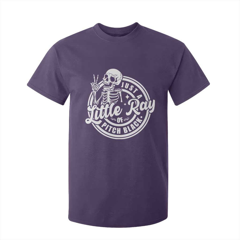 Funny Saying Skeleton T Shirt For Kid I'm Just A Little Ray Of Pitch Black Sarcastic TS02 Purple Print Your Wear