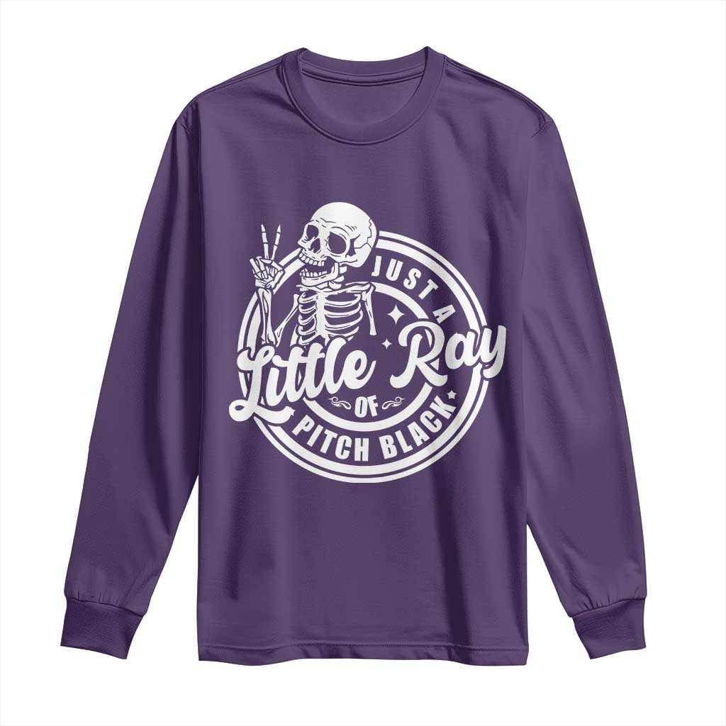 Funny Saying Skeleton Long Sleeve Shirt I'm Just A Little Ray Of Pitch Black Sarcastic TS02 Purple Print Your Wear