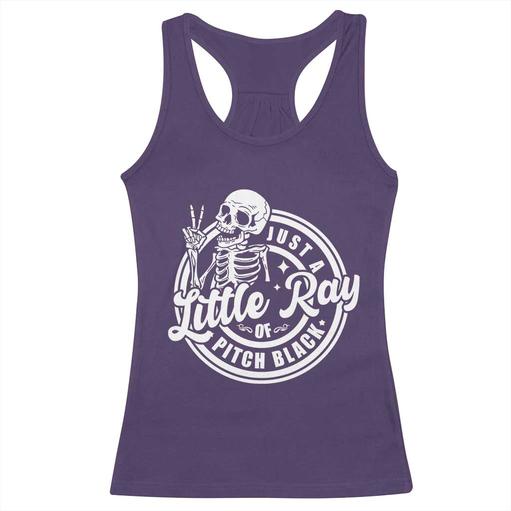 Funny Saying Skeleton Racerback Tank Top I'm Just A Little Ray Of Pitch Black Sarcastic TS02 Purple Print Your Wear