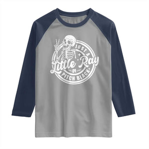 Funny Saying Skeleton Raglan Shirt I'm Just A Little Ray Of Pitch Black Sarcastic TS02 Sport Gray Navy Print Your Wear