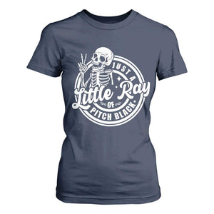 Funny Saying Skeleton T Shirt For Women I'm Just A Little Ray Of Pitch Black Sarcastic TS02 Navy Print Your Wear