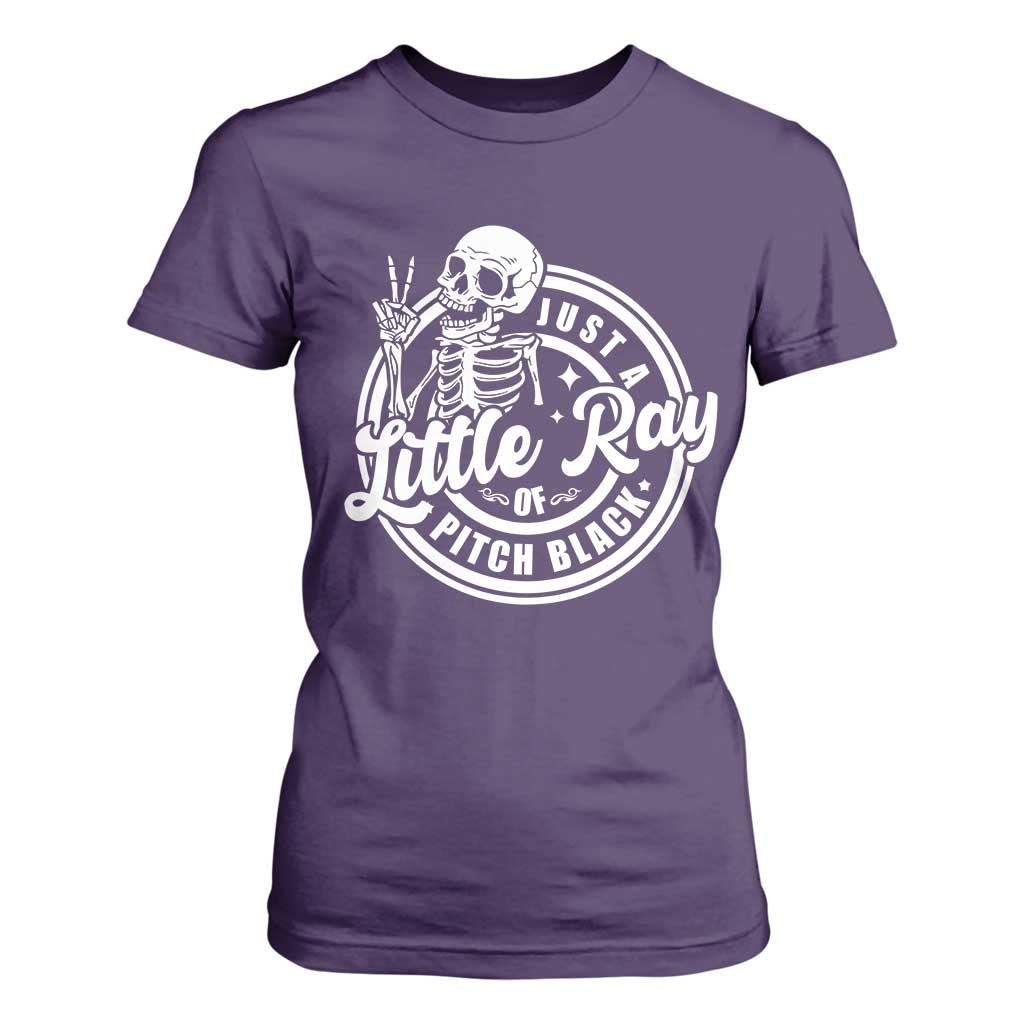 Funny Saying Skeleton T Shirt For Women I'm Just A Little Ray Of Pitch Black Sarcastic TS02 Purple Print Your Wear