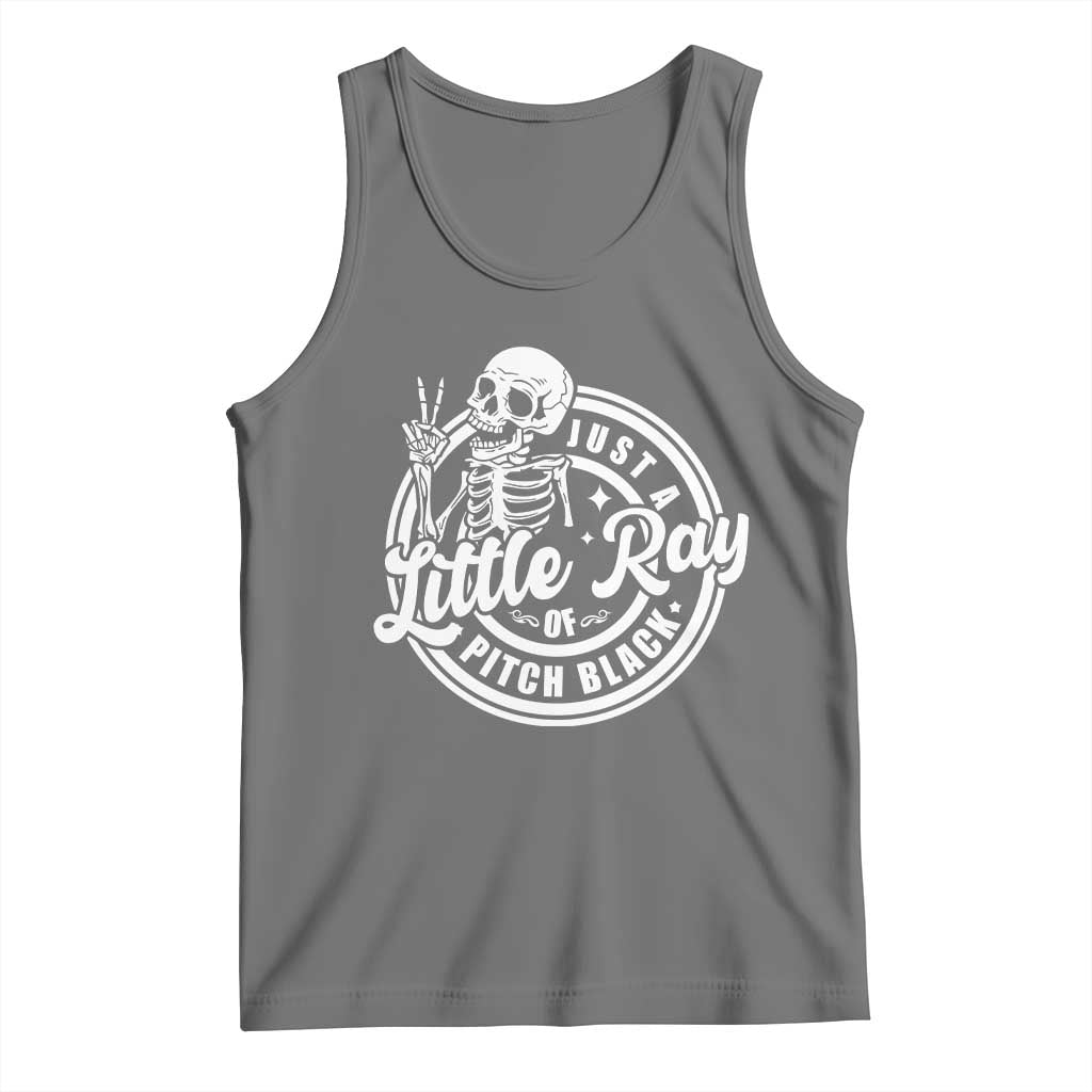 Funny Saying Skeleton Tank Top I'm Just A Little Ray Of Pitch Black Sarcastic TS02 Black Heather Print Your Wear