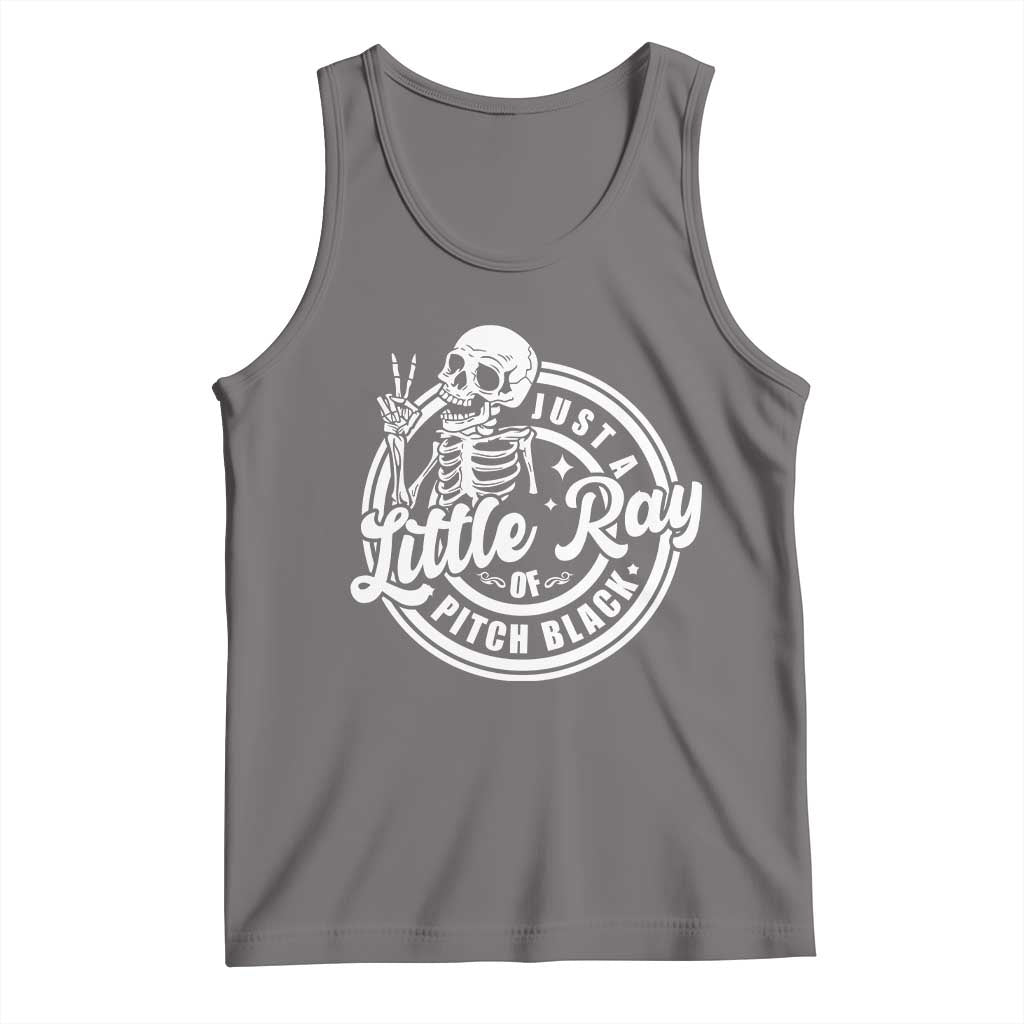 Funny Saying Skeleton Tank Top I'm Just A Little Ray Of Pitch Black Sarcastic TS02 Deep Heather Print Your Wear