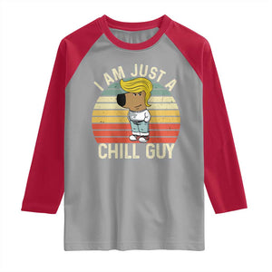 I Am Just A Chill Guy Trump Raglan Shirt Funny My New President Character TS02 Sport Gray Red Print Your Wear