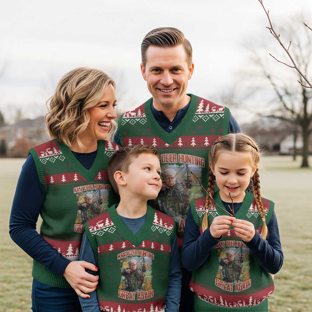 Trump Deer Hunting V-Neck Knit Sweater Vest Make Deer Hunting Great Again Trump TS02 Red Green Print Your Wear