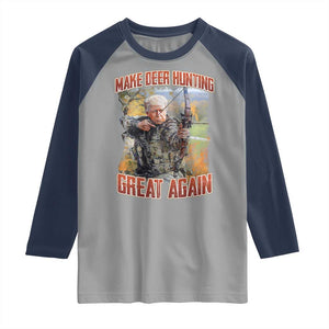 Trump Deer Hunting Raglan Shirt Make Deer Hunting Great Again Trump TS02 Sport Gray Navy Print Your Wear