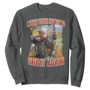 Trump Deer Hunting Sweatshirt Make Deer Hunting Great Again Trump TS02 Dark Heather Print Your Wear