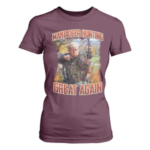 Trump Deer Hunting T Shirt For Women Make Deer Hunting Great Again Trump TS02 Maroon Print Your Wear