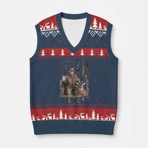 Trump Camo Deer Hunting V-Neck Knit Sweater Vest Hunter Beer Drinking Camouflage USA Flag Retro Vintage TS02 Navy Red Print Your Wear