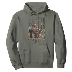 Trump Camo Deer Hunting Hoodie Hunter Beer Drinking Camouflage USA Flag Retro Vintage TS02 Military Green Print Your Wear