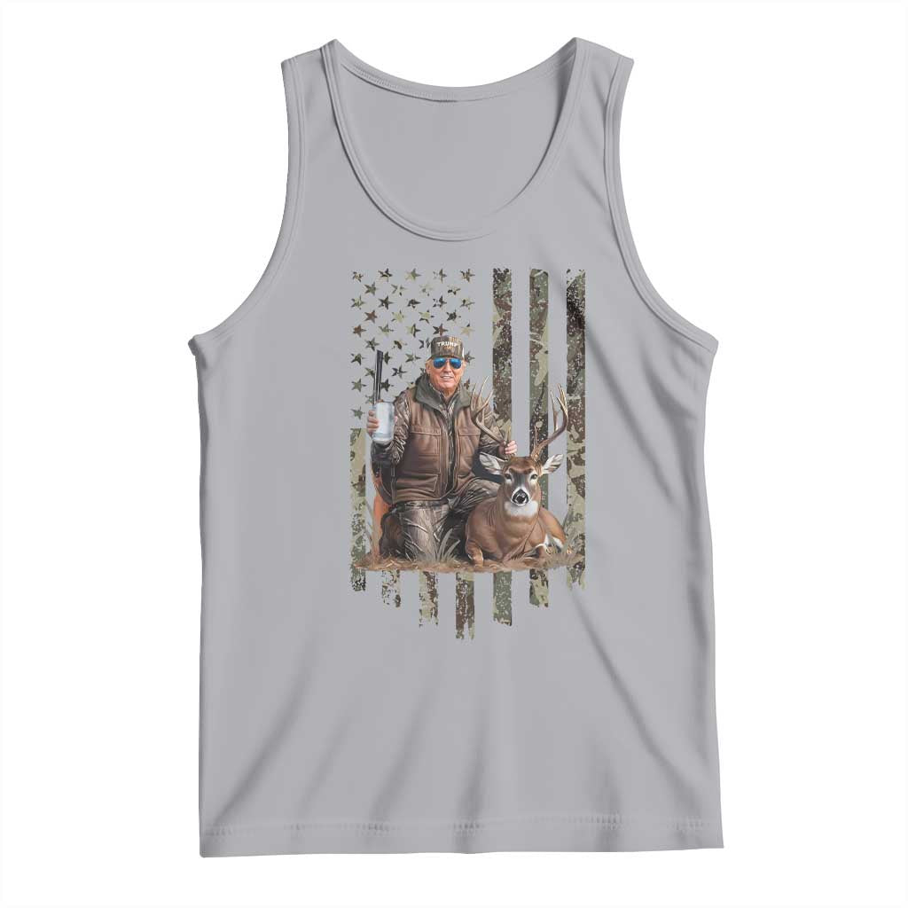 Trump Camo Deer Hunting Tank Top Hunter Beer Drinking Camouflage USA Flag Retro Vintage TS02 Athletic Heather Print Your Wear