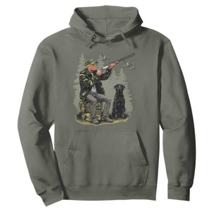 Trump Duck Hunting Hoodie Camo Hunter With Black Labrador Retriever Hunting Season TS02 Military Green Print Your Wear