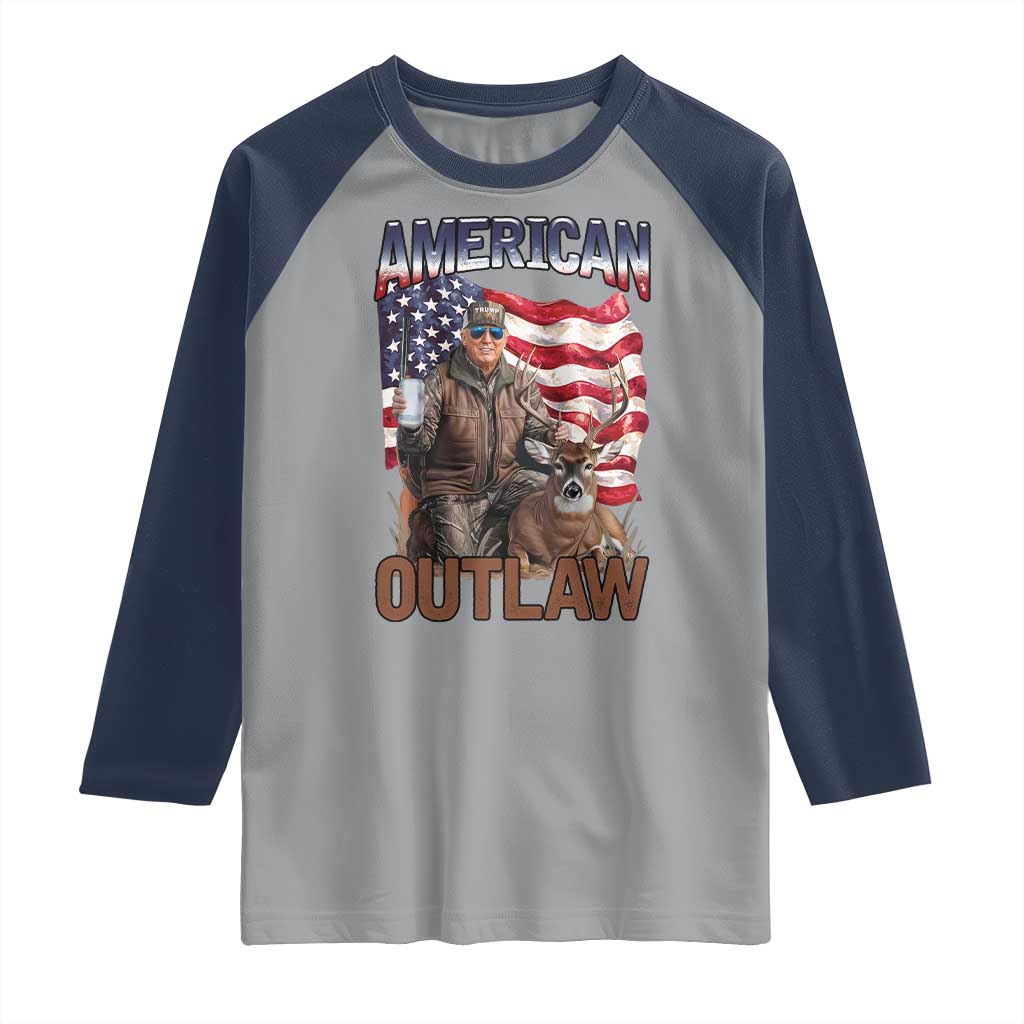 Trump Deer Hunting Raglan Shirt Retro Hunter Beer Drinking American Flag TS02 Sport Gray Navy Print Your Wear