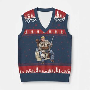 Trump Camo Duck Hunting V-Neck Knit Sweater Vest Funny Drinking Hunter With Dog Camoflage TS02 Navy Red Print Your Wear