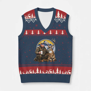 Trump Deer Hunting V-Neck Knit Sweater Vest Hunter Beer Drinking Retro Vintage TS02 Navy Red Print Your Wear
