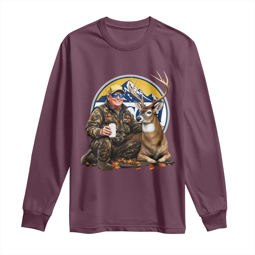 Trump Deer Hunting Long Sleeve Shirt Hunter Beer Drinking Retro Vintage TS02 Maroon Print Your Wear