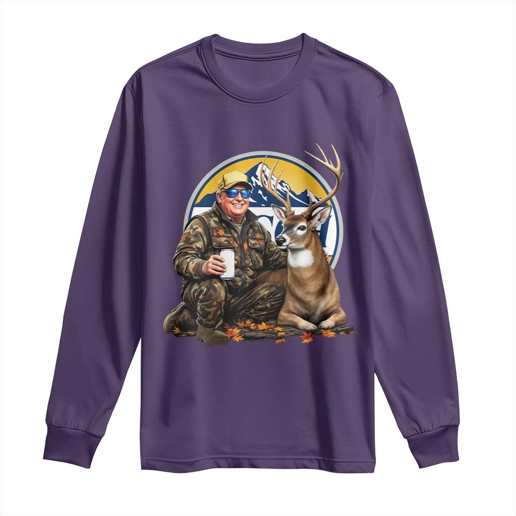 Trump Deer Hunting Long Sleeve Shirt Hunter Beer Drinking Retro Vintage TS02 Purple Print Your Wear