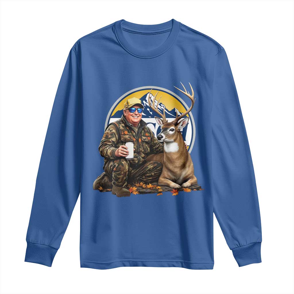 Trump Deer Hunting Long Sleeve Shirt Hunter Beer Drinking Retro Vintage TS02 Royal Blue Print Your Wear