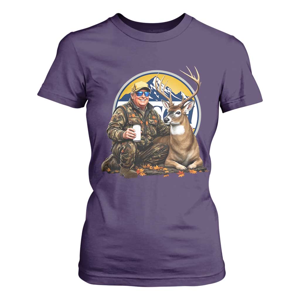 Trump Deer Hunting T Shirt For Women Hunter Beer Drinking Retro Vintage TS02 Purple Print Your Wear