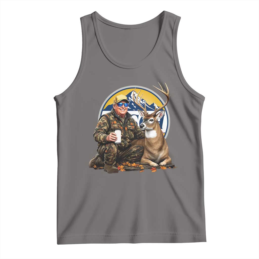 Trump Deer Hunting Tank Top Hunter Beer Drinking Retro Vintage TS02 Deep Heather Print Your Wear