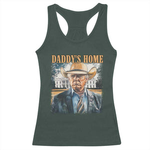 Trump Cowboy Racerback Tank Top Western Daddy's Home Take America Back Retro Throwback TS02 Dark Forest Green Print Your Wear