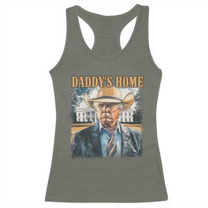 Trump Cowboy Racerback Tank Top Western Daddy's Home Take America Back Retro Throwback TS02 Military Green Print Your Wear