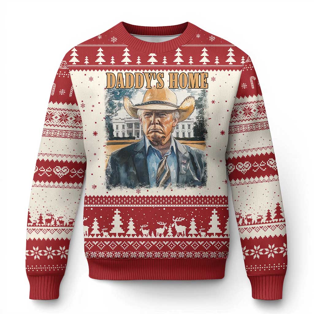 Trump Cowboy Knit Sweatshirt Western Daddy's Home Take America Back Retro Throwback TS02 Red Print Your Wear