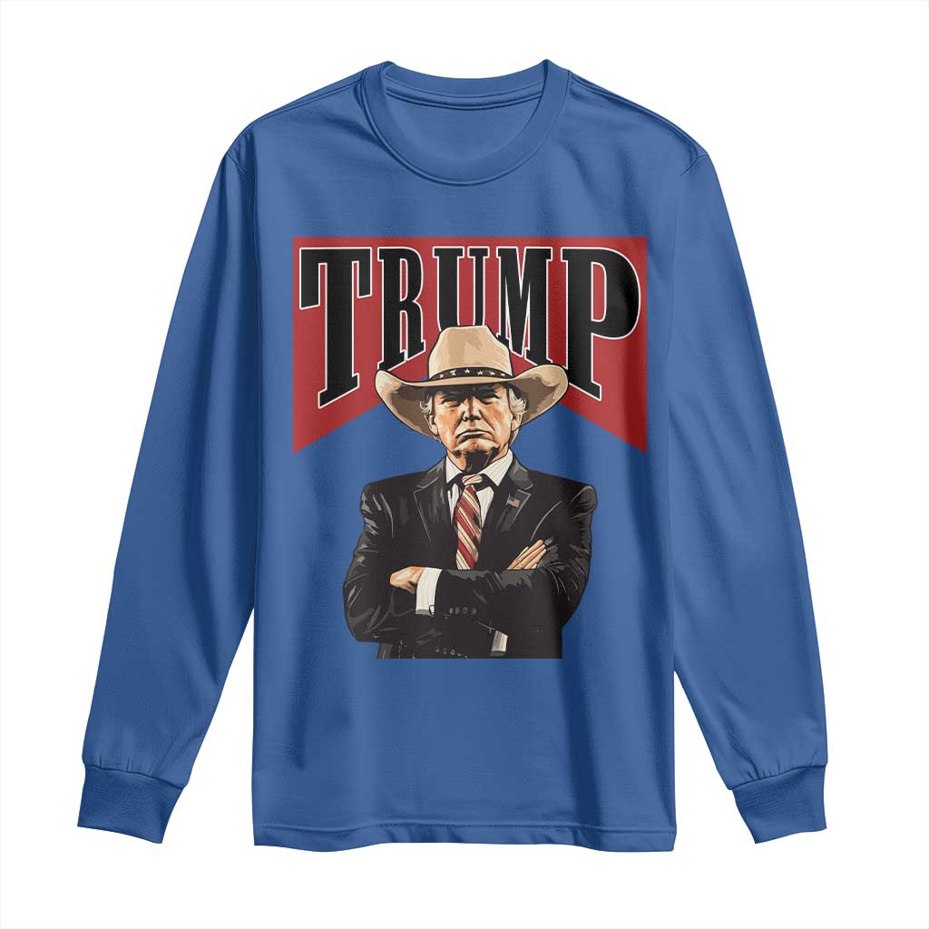 Trump Cowboy Long Sleeve Shirt Western Daddy Take America Back Retro TS02 Royal Blue Print Your Wear