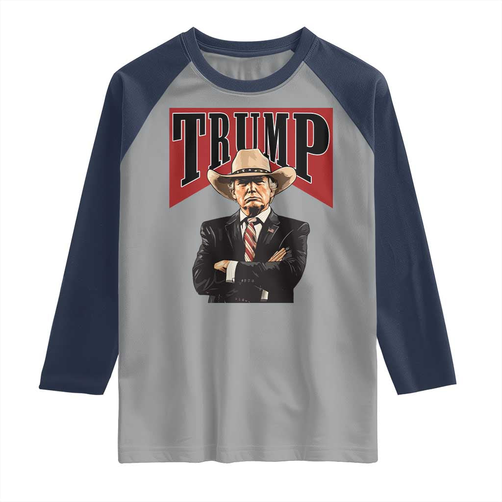 Trump Cowboy Raglan Shirt Western Daddy Take America Back Retro TS02 Sport Gray Navy Print Your Wear