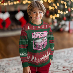 Trump Won 2024 Knit Sweatshirt Dont Worry Daddy's On His Way Funny Pink TS02 Christmas Print Your Wear