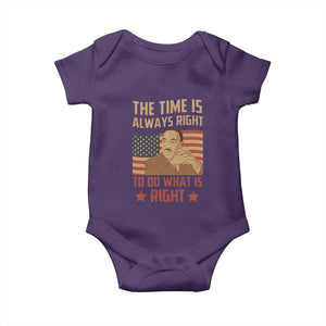 MLK Quotes Baby Onesie The Time Always Right To Do What Is Right Retro American Flag TS02 Purple Print Your Wear