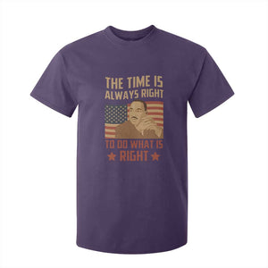 MLK Quotes T Shirt For Kid The Time Always Right To Do What Is Right Retro American Flag TS02 Purple Print Your Wear