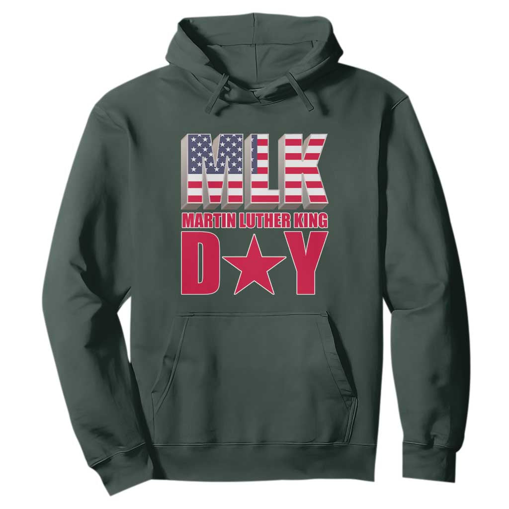 MLK Hoodie Martin Luther King Day Black History Month American Flag TS02 Dark Forest Green Printyourwear
